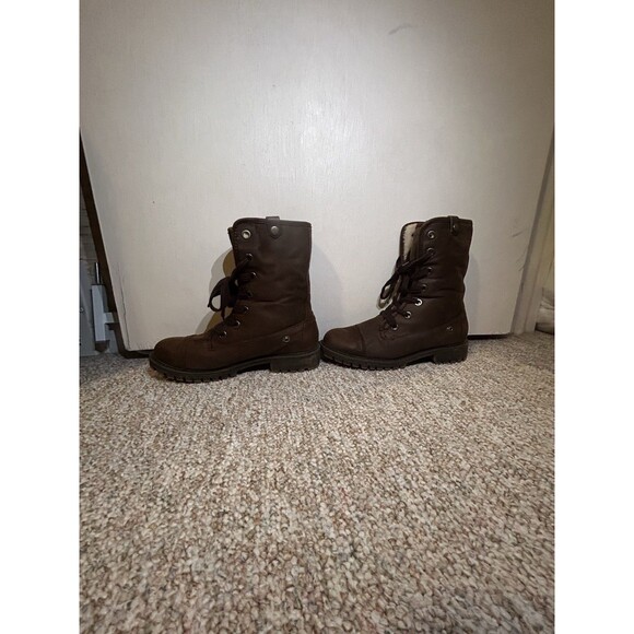 Roxy Bruna Fold Over Fuzzy Combat Boots Chocolate brown 8.5 - Picture 4 of 16